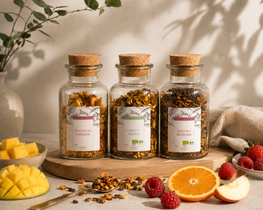 Fruchtmoment – drei fruchtige Teesorten von TeaVeda im Überblick