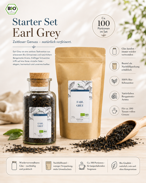 Starter-Set Earl Grey von TeaVeda – Tee-Starter-Set mit Zubehör