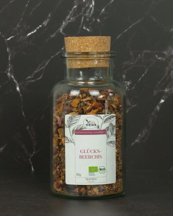 Fruchtmoment – Eistee aus dem Früchtetee-Set von TeaVeda im Glas