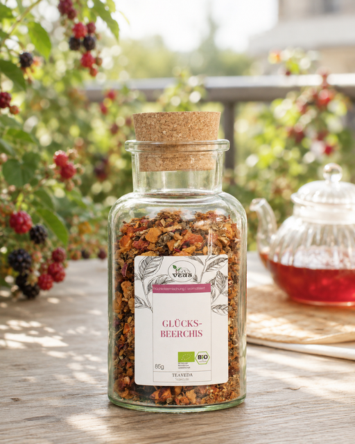 Starter-Set Glücksbeerchis – Set-Inhalt mit losem Tee und Zubehör
