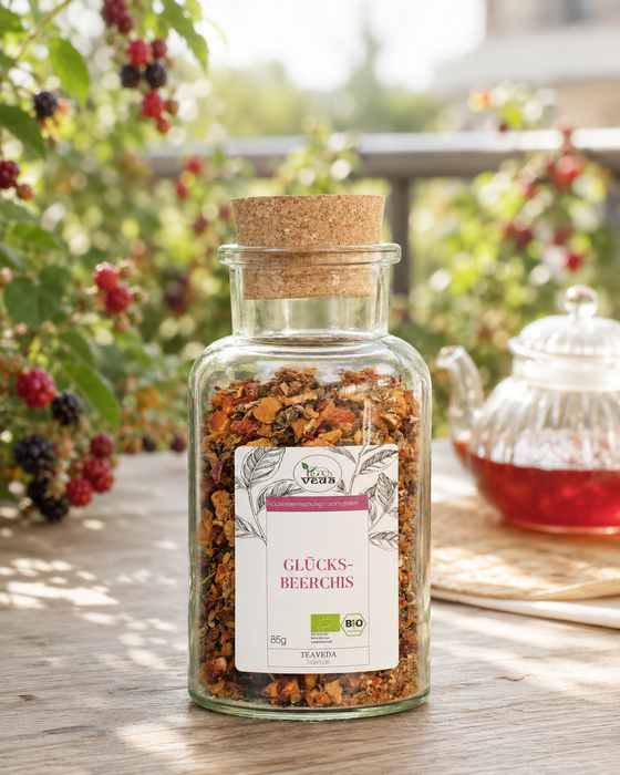 Starter-Set Glücksbeerchis – Set-Inhalt mit losem Tee und Zubehör