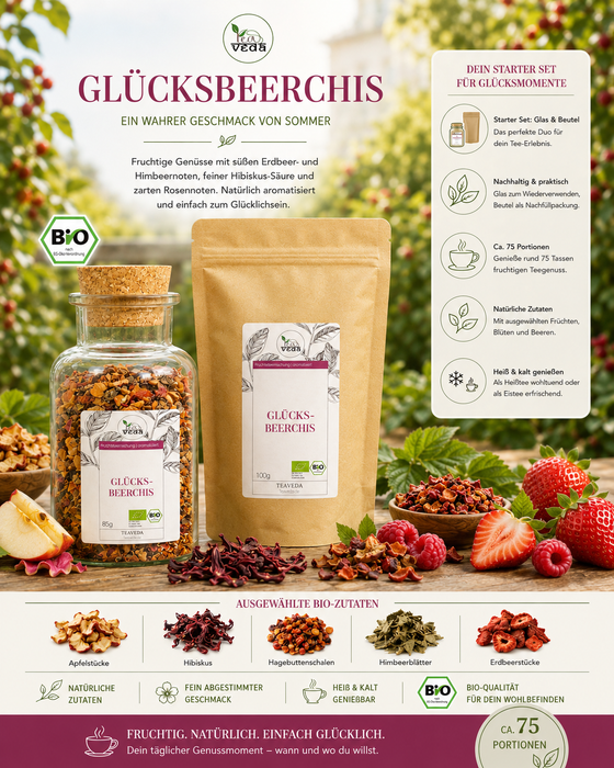 Starter-Set Glücksbeerchis von TeaVeda – Tee-Starter-Set mit Zubehör