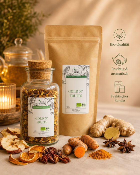 Gold N Fruits – frisch aufgebrühter Tee in der Teetasse