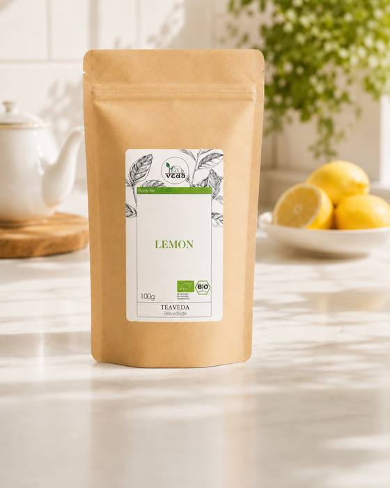 Starter-Set Grüner Tee Lemon – Starter-Set von TeaVeda in der Nahaufnahme