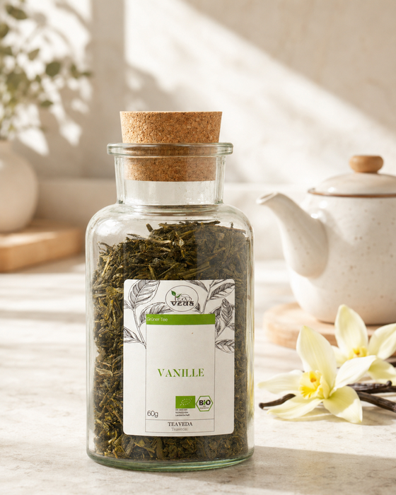 Starter-Set Grüner Tee Vanille – Set-Inhalt mit losem Tee und Zubehör
