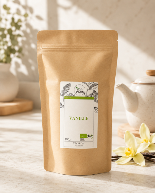 Starter-Set Grüner Tee Vanille – Starter-Set von TeaVeda in der Nahaufnahme