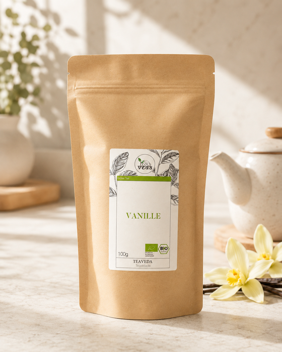 Starter-Set Grüner Tee Vanille – Starter-Set von TeaVeda in der Nahaufnahme