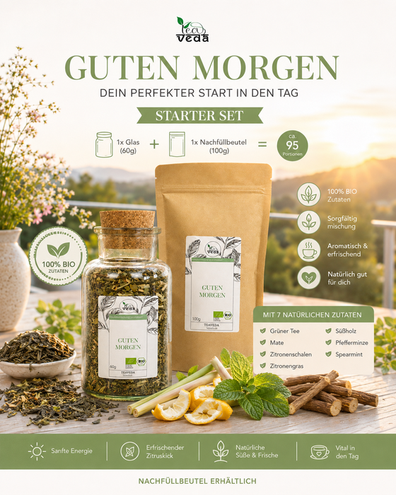 Starter-Set Guten Morgen von TeaVeda – Tee-Starter-Set mit Zubehör