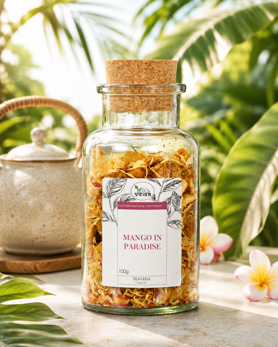 Starter-Set Mango in Paradise – Set-Inhalt mit losem Tee und Zubehör