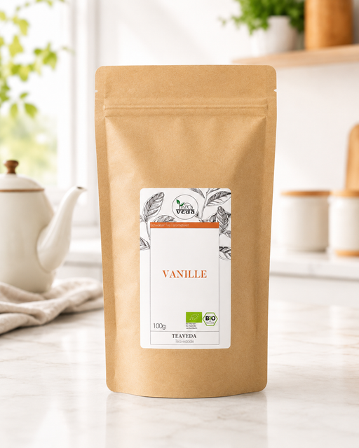 Starter-Set Schwarzer Tee Vanille – Starter-Set von TeaVeda in der Nahaufnahme