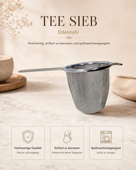 Edelstahl-Teesieb von TeaVeda – Teezubehör für losen Tee
