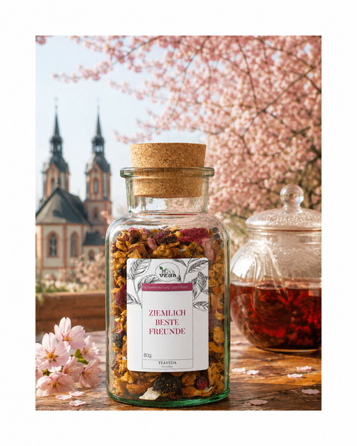 Starter-Set Ziemlich beste Freunde - Kirsch-Kiwi-Kokos – Set-Inhalt mit losem Tee und Zubehör